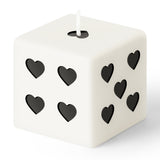 6sisc White Black Heart Dice Candle Danish Pastel Room Decor Aesthetic Pine Fragrance Natural Soy Wax Handmade Aromatherapy Candles Desk Sculpture Decoration Gift for House Bedroom Supplies 2 x 2 In