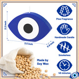 6sisc Blue Evil Eye Candle Gift Nazar Home Decor Aesthetic Pine Fragrance Natural Soy Wax Handmade Aromatherapy Candles Desk Sculpture Decoration for House Bedroom Supplies 2.2 x 3.5 In