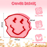 Smile Face Pink Scented Candle Gift Danish Pastel Home Aesthetic Decor Twisted Happy Face Shape Pine Fragrance Aromatherapy Natural Soy Wax Candles Desk Art Decoration for Room Bedroom Bathroom