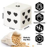 6sisc White Black Heart Dice Candle Danish Pastel Room Decor Aesthetic Pine Fragrance Natural Soy Wax Handmade Aromatherapy Candles Desk Sculpture Decoration Gift for House Bedroom Supplies 2 x 2 In