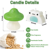 Mushroom Frog Scented Candles Creative Gift Danish Pastel Aesthetic Decor Pine Fragrance Aromatherapy Natural Soy Wax Handmade Candles Decoration for Bedroom Bathroom Desk Green White