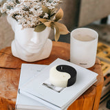 6sisc Tai Chi Candle Geometric Aesthetic Candles Pine Fragrance Natural Soy Wax Aromatherapy Handmade Candle Art Table Decorative Statues Sculpture for Modern Home Bedroom Bathroom Decor White & Black