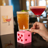 6sisc Pink Red Heart Dice Candle Danish Pastel Room Decor Aesthetic Pine Fragrance Natural Soy Wax Handmade Aromatherapy Candles Desk Sculpture Decoration Gift for House Bedroom Supplies 2 x 2 In