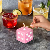 6sisc Pink White Heart Dice Candle Danish Pastel Room Decor Aesthetic Pine Fragrance Natural Soy Wax Handmade Aromatherapy Candles Desk Art Decoration Gift for Home Bedroom Supplies 2 x 2 in