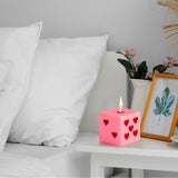 6sisc Pink Red Heart Dice Candle Danish Pastel Room Decor Aesthetic Pine Fragrance Natural Soy Wax Handmade Aromatherapy Candles Desk Sculpture Decoration Gift for House Bedroom Supplies 2 x 2 In