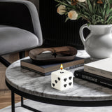 6sisc White Black Heart Dice Candle Danish Pastel Room Decor Aesthetic Pine Fragrance Natural Soy Wax Handmade Aromatherapy Candles Desk Sculpture Decoration Gift for House Bedroom Supplies 2 x 2 In