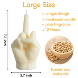 6sisc Middle Finger Scented Candle White Large Size Danish Pastel Room Decor Pine Aromatherapy Candle Long Lasting Natural Soy Wax Hand Gesture Fragrance Candle for Home Bedroom Supplies 7.1” X 3.7”