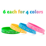6sisc 24Pcs Vaccinated Silicone Wristbands Vaccinated Covid-19 Bracelets for Vaccination Identification Support for Science Doctor Vaccinated Against Covid 19 Waterproof Comfortable Adult Size