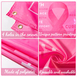 6sisc Breast Cancer Awareness Backdrop Banner Pink Ribbon Strength Courage Hope Faith Background Banners with Lanyard for Charity Activities Fundraising Gathering Marathon Campaign 78.7 x 45.2 in
