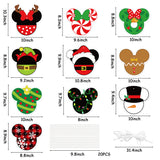 6sisc 10Pcs Christmas Cartoon Mouse Yard Sign Hanging Ornaments Wreath Snowman Santa Lawn Signs with Stakes Ribbons Winter Xmas Theme Holiday Party Decorations for Indoor Outdoor Courtyard Garden
