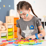 6sisc 75Pcs Autism Awareness Wristbands Silicone Bracelets Buttons Pins Stickers Set Puzzle Pieces Love Heart Ribbon Bracelet Round Novelty Buttons Badges Vinyl Stickers for Charity Fundraising