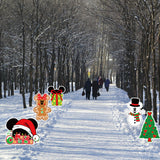 6sisc 5Pcs Christmas Cartoon Mouse Yard Sign Gingerbread Man Gift Snowman Xmas Tree Waterproof Lawn Signs with Stakes Holiday Party Decorations for Home Outdoor Garden Pathway Patio Walkway Decor