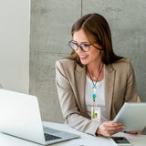 6sisc 4Pcs Silicone Beaded Lanyard Adjustable Rainbow Neck Lanyards with Decorative Tassels for Key Chain ID Badges Cards Holders Breakaway Necklace Keychain for Employees Teacher Nurses Student Women