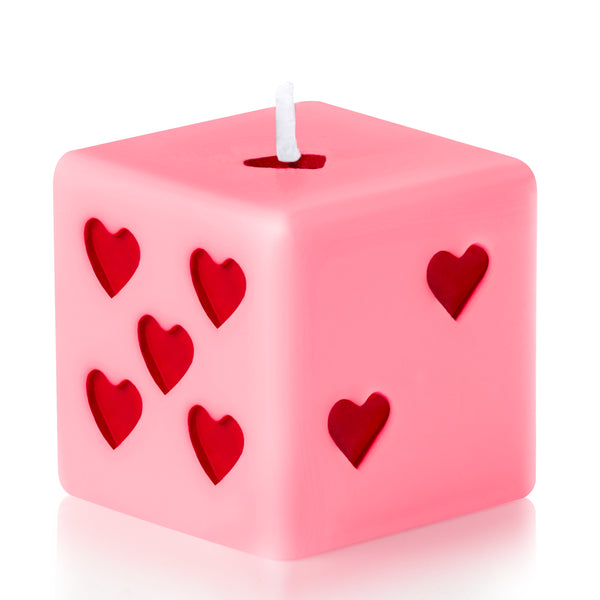 6sisc Pink Red Heart Dice Candle Danish Pastel Room Decor Aesthetic Pine Fragrance Natural Soy Wax Handmade Aromatherapy Candles Desk Sculpture Decoration Gift for House Bedroom Supplies 2 x 2 In