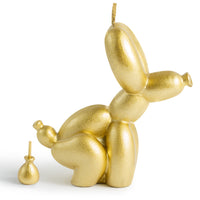 6sisc 2Pcs Pooping Balloon Dog Shaped Scented Foil Gold Candles Funny Gift Danish Pastel Room Aesthetic Decor Pine Fragrance Aromatherapy Candle Handmade Natural Soy Wax for Home Bedroom 3.9 x 4.1 In