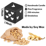 6sisc Black White Heart Dice Candle Danish Pastel Room Decor Aesthetic Pine Fragrance Natural Soy Wax Handmade Aromatherapy Candles Desk Art Decoration Gift for Home Bedroom Supplies 2 x 2 in
