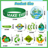 6sisc 82Pcs World’s Earth Day Silicone Bracelet Button Pins Set, Save Our Planet Wristbands Bracelet Buttons Enamel Badge Vinyl Stickers for Love Earth Party Decor Supplies Charity Fundraising Favors