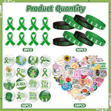 6sisc 90Pcs Mental Health Awareness Silicone Bracelet Button Pins Stickers Set Courage Strength Hope Wristbands Bracelet Buttons Enamel Badge Vinyl Stickers for Mental Health Month Charity Supplies