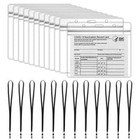 6sisc 12Pcs Vaccination Card Protector for CDC Immunization Record Clear Vinyl Plastic Sleeve with Lanyard Slots for ID Card Medical Information Notification CDC Encouraged Public Health and Clinical