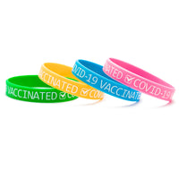 6sisc 24Pcs Vaccinated Silicone Wristbands Vaccinated Covid-19 Bracelets for Vaccination Identification Support for Science Doctor Vaccinated Against Covid 19 Waterproof Comfortable Adult Size