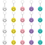 6sisc 20Pcs Smile Keychains Acrylic Happy Face Key Chain with Keyrings Cute Keychain for Purse Schoolbag Backpack Funny Teen Party Favors Supplies Bag Gift Fillers School Carnival Reward 5 Colors