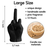 6sisc Middle Finger Scented Candle Black Large Size Danish Pastel Room Decor Pine Aromatherapy Candle Natural Vegan Soy Wax Hand Gesture Fragrance Candles for Home Bedroom Decoration 7.1” x 3.7”