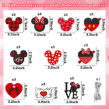 6sisc 31Pcs Valentines Mouse Paper Hanging Ornaments Decoration Double-Sided Printing Love Heart Shape Ornament with Rope Hanging Crafts for Valentine's Day Home Decor Wedding Party Embellishments