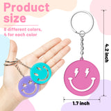 6sisc 32Pcs Smile Keychains Acrylic Hollow Out Happy Face Key Chain with Keyrings Cute Keychain for Purse Schoolbag Backpack Accessories Party Favor Supplies Bag Gift Fillers School Carnival Reward