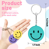 6sisc 20Pcs Smile Keychains Acrylic Happy Face Key Chain with Keyrings Cute Keychain for Purse Schoolbag Backpack Funny Teen Party Favors Supplies Bag Gift Fillers School Carnival Reward 5 Colors