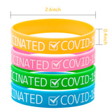 6sisc 24Pcs Vaccinated Silicone Wristbands Vaccinated Covid-19 Bracelets for Vaccination Identification Support for Science Doctor Vaccinated Against Covid 19 Waterproof Comfortable Adult Size