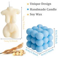 6sisc 2Pcs Bubble Candle Female Body Scented Candle Set Danish Pastel Room Aesthetic Handmade Soy Wax Natural Fragrance Cube Aromatherapy Candles for Bathroom Bedroom Decorations Women Relaxation Gift