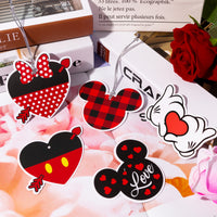 6sisc 31Pcs Valentines Mouse Paper Hanging Ornaments Decoration Double-Sided Printing Love Heart Shape Ornament with Rope Hanging Crafts for Valentine's Day Home Decor Wedding Party Embellishments