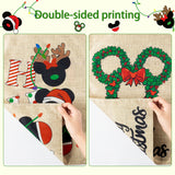 6sisc 2Pcs Christmas Cartoon Mouse Garden Flag Vertical Double Sided Printing Burlap Yard Flags Xmas Wreath House Flag Winter Seasonal Holiday Decoration for Outdoor Courtyard Lawn 12.4 X 18.1 In