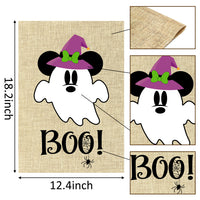 6sisc 2Pcs Halloween Mouse Garden Flags Pumpkin Ghost Double Sided Burlap Yard Signs Happy Halloween House Flag Boo Holiday Outdoor Decorations for Farmhouse Lawn Patio Home Indoor 12 x 18 Inch