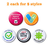10Pcs Vaccine Button Pins I Got My Covid-19 Vaccine Vaccinated Against Covid 19 Recipient Notification CDC Encouraged Public Health and Clinical Pinback Button Badges Vaccinated for Virus Pin 5 Styles