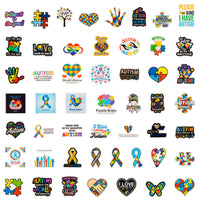 6sisc 51Pcs Autism Awareness Day Sticker Set Puzzle Tree Ribbon Love Heart Asperger’s Waterproof Vinyl Decal Stickers for Car Truck Laptop Water Bottle Luggage Theme Decor