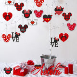 6sisc 31Pcs Valentines Mouse Paper Hanging Ornaments Decoration Double-Sided Printing Love Heart Shape Ornament with Rope Hanging Crafts for Valentine's Day Home Decor Wedding Party Embellishments