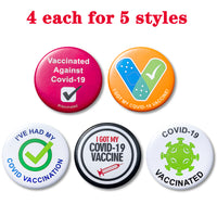 6sisc 20Pcs Vaccine Button Pins I Got My Covid-19 Vaccine Vaccinated Against Covid 19 Recipient Notification CDC Encouraged Public Health and Clinical Pinback Button Badges Vaccinated for Virus Pin 5 Styles