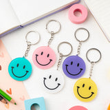 6sisc 20Pcs Smile Keychains Acrylic Happy Face Key Chain with Keyrings Cute Keychain for Purse Schoolbag Backpack Funny Teen Party Favors Supplies Bag Gift Fillers School Carnival Reward 5 Colors