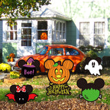 6sisc 5Pcs Halloween Mouse Yard Sign Pumpkin Ghost Outdoor Decorations Happy Halloween Bat Waterproof Lawn Signs with Stakes for Garden Courtyard Decor Scary Theme Party Supplies Props