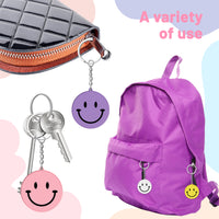 6sisc 20Pcs Smile Keychains Acrylic Happy Face Key Chain with Keyrings Cute Keychain for Purse Schoolbag Backpack Funny Teen Party Favors Supplies Bag Gift Fillers School Carnival Reward 5 Colors