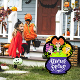 6sisc Halloween Hocus Pocus Yard Sign with Stakes Double Sided Printed Waterproof Corrugate Witch Signs Reusable Outdoor Lawn Garden Courtyards Decorations for Halloween Themed Party 13 x 17 in