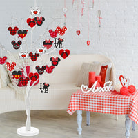 6sisc 31Pcs Valentines Mouse Paper Hanging Ornaments Decoration Double-Sided Printing Love Heart Shape Ornament with Rope Hanging Crafts for Valentine's Day Home Decor Wedding Party Embellishments