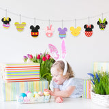 6sisc 31Pcs Easter Mouse Hanging Ornaments Decoration Double-Sided Printing Bunny Ear Eggs Shaped Ornament Spring Themed Hanging Crafts Tree Decor with Rope for Happy Easter Party Embellishments