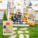 6sisc 2Pcs Halloween Hocus Pocus Garden Flags It's Just A Bunch of Hocus Pocus Double Sided Burlap Yard Signs Amuck Broom Witch Holiday Outdoor Decorations for Farmhouse Lawn Home 12 x 18 Inch