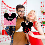 6sisc 5Pcs Valentine's Day Cartoon Mouse Yard Sign Heart Outdoor Decorations Happy Valentine's Day Waterproof Lawn Signs with Stakes Love Letter Garden Courtyard Decor for Wedding Anniversary Supplies