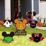 6sisc 5Pcs Halloween Mouse Yard Sign Pumpkin Ghost Outdoor Decorations Happy Halloween Bat Waterproof Lawn Signs with Stakes for Garden Courtyard Decor Scary Theme Party Supplies Props